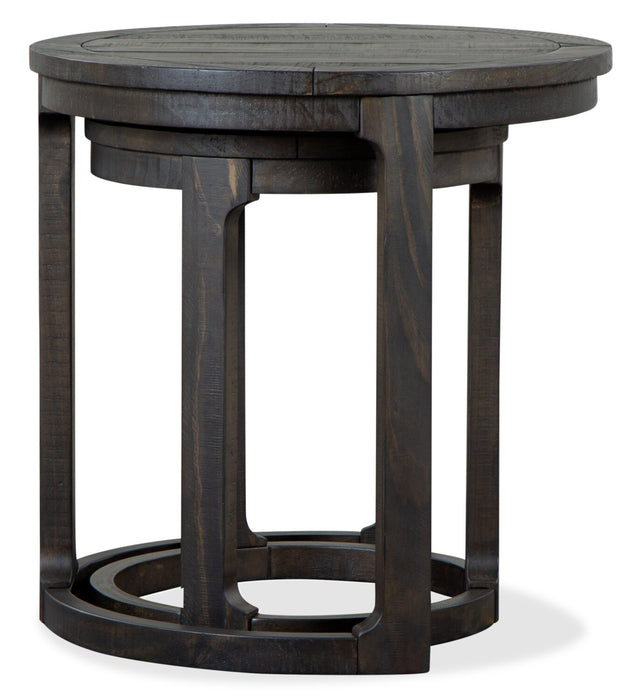 Tables de bout gigognes rondes traditionnelles Axl de 24 po - bois gris-brun foncé