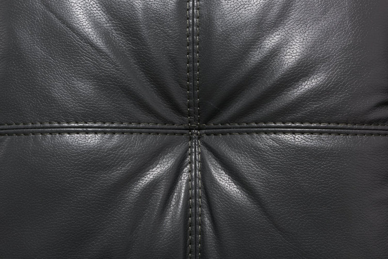 Fauteuil Addison de 42 po fabriqué au Canada en tissu d’apparence cuir avec coussin de dossier capitonné - gris