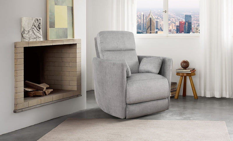 Fauteuil pivotant à inclinaison électrique Ember de 36 po en tissu - coton argenté