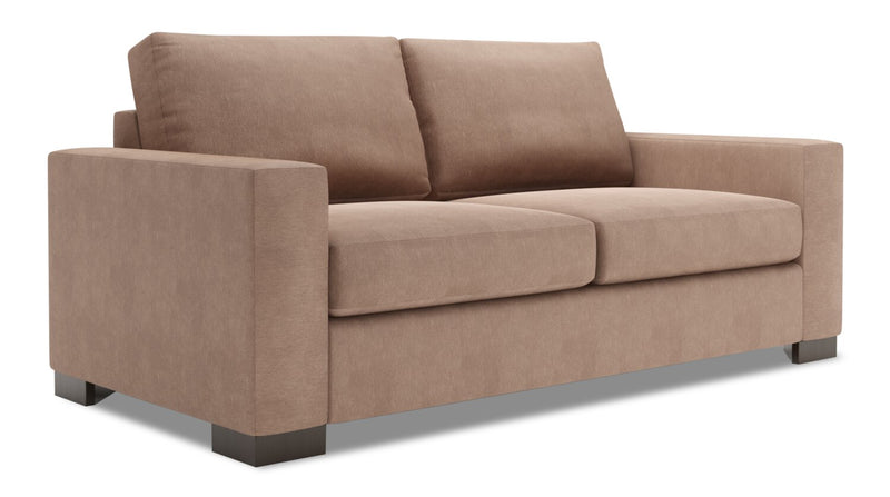 Sofa personnalisable Track de Sofa Lab de 75 po de format condo fabriqué au Canada en tissu d’apparence lin avec accoudoirs rectilignes - brun Pax Wicker