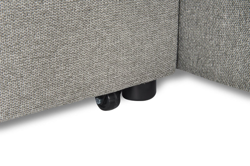 Sofa-lit sectionnel de gauche Savvy 2 pièces en tissu d’apparence lin avec appuie-têtes réglables - gris