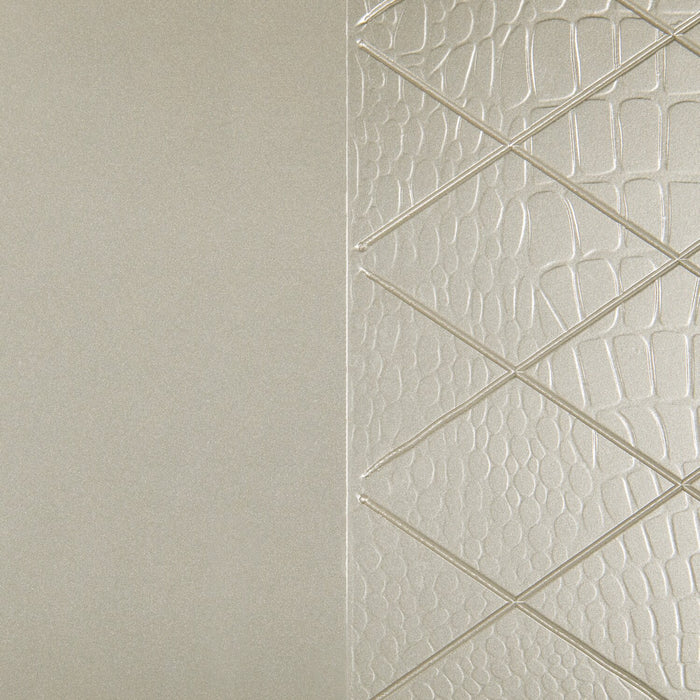 Ensemble de chambre à coucher Tyra 6 pièces somptueux en cuir végétalien avec lit, commode, miroir et table de nuit, champagne - format grand lit