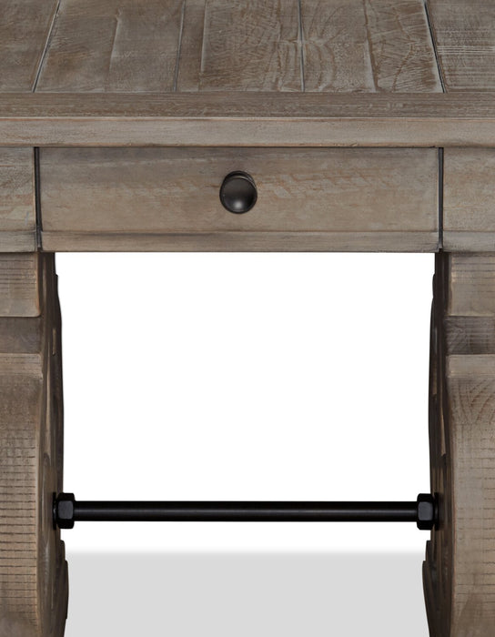 Table de bout traditionnelle Tinley Park de 22 po avec rangement - pin gris-brun avec base à volutes