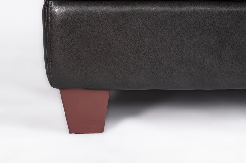 Meuble Vita de Château d’Ax de 44 po en cuir 100 % véritable avec coutures à motif de diamant et pattes en bois - gris anthracite