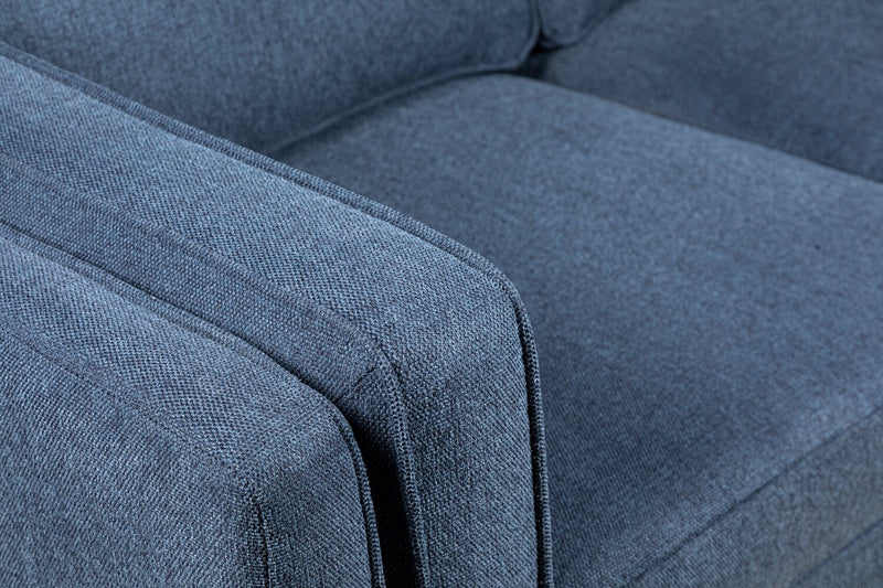 Causeuse Kassia de Kort & Co. de 65,4 po en tissu d’apparence lin avec base et pattes en bois - bleue