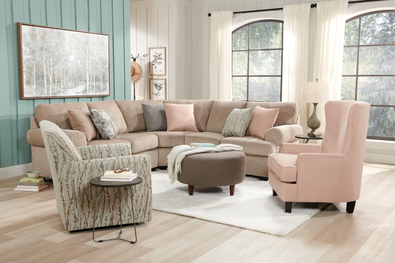 Fauteuil d’appoint à oreilles de Sofa Lab personnalisable de 32 po fabriqué au Canada en tissu d’apparence lin - rose Pax Rose