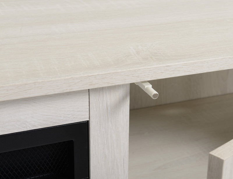 Meuble audio-vidéo moderne Antoni 3 pièces de 102 po avec foyer électrique et rangement pour téléviseurs jusqu’à 70 po - blanc