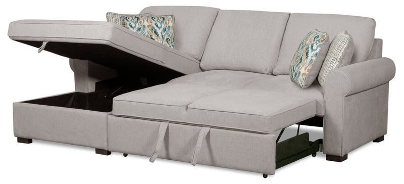 Sofa-lit sectionnel de gauche Haven de Scott Living 2 pièces en tissu de chenille avec fauteuil long de rangement - gris