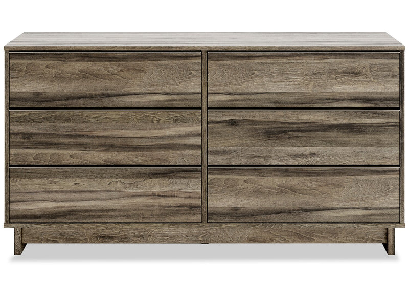 Commode Arik de 59 po (L) x 30,8 po (H) à 6 tiroirs pour la chambre à coucher - brune