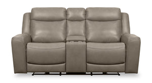 Causeuse à inclinaison électrique Prescott de Scott Living de 79 po en cuir véritable avec appuie-têtes électriques - grise