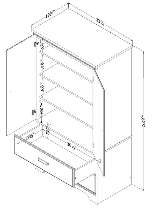 Commode verticale Holt de 33,75 po (L) x 63,5 po (H) à 2 tiroirs avec armoire de rangement pour la chambre à coucher, fabriquée au Canada - brune