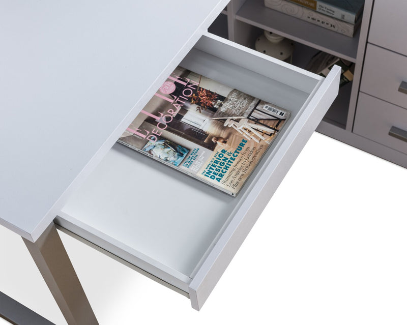 Bureau en coin réversible Owen de 55 po à 4 tiroirs et compartiments - blanc