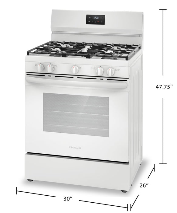 Cuisinière à gaz Frigidaire de 5,1 pi³ avec ébullition rapide et surface de cuisson à 5 brûleurs - blanche - FCRG3052BW