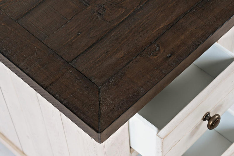 Table de fauteuil rustique Morgan de 16 po avec rangement - blanche avec bois recyclé