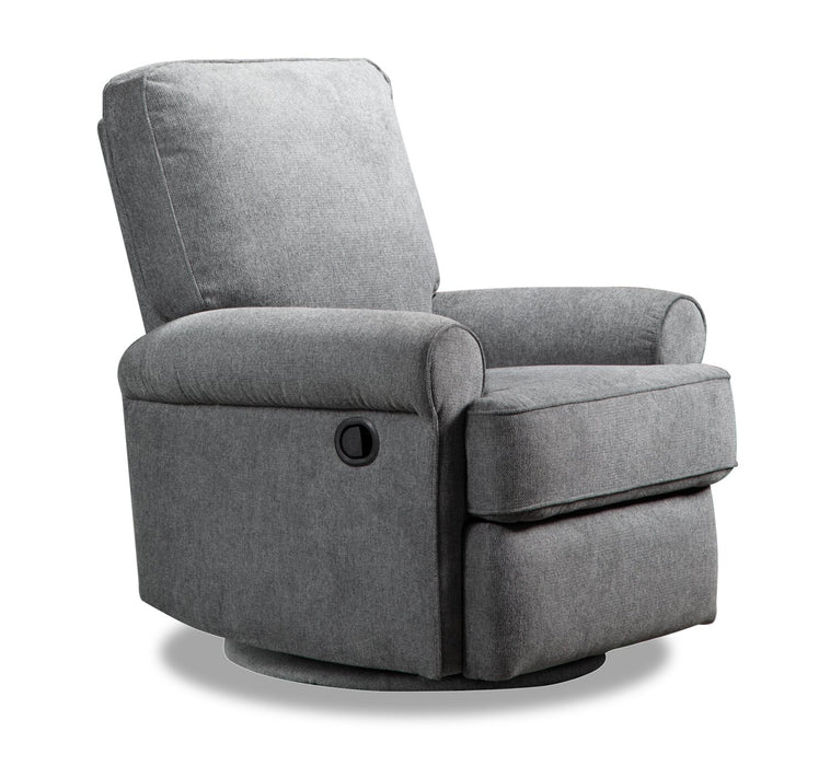 Fauteuil pivotant, coulissant et inclinable Bevin de 34,4 po en tissu de chenille gris