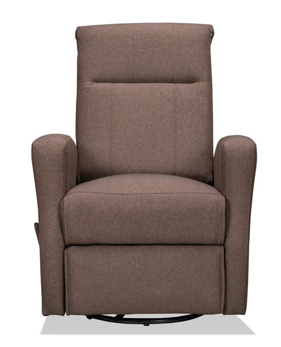 Fauteuil berçant, pivotant et inclinable Nyla de 30 po en tissu d’apparence lin - brun