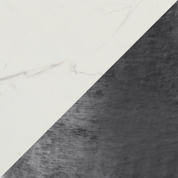 Ensemble de salle à manger Verona 5 pièces en métal avec table ronde de 42 po (L), dessus en marbre synthétique et 4 chaises Lexi - gris