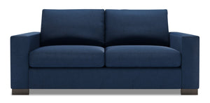 Sofa personnalisable Track de Sofa Lab de 75 po de format condo fabriqué au Canada en tissu d’apparence lin avec accoudoirs rectilignes - bleu Pax Navy