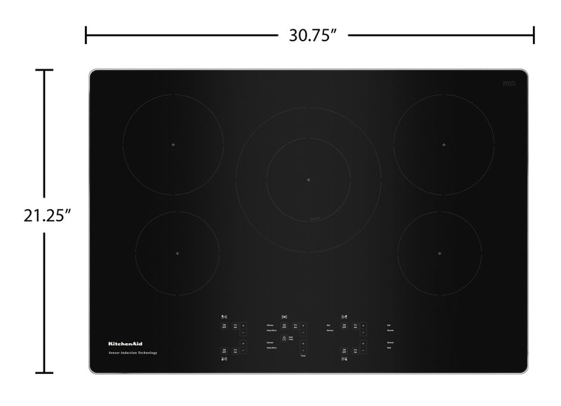 Surface de cuisson à induction KitchenAid de 30 po à 5 éléments - acier inoxydable - KCIG550JSS