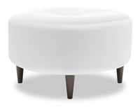  Pouf The Curve de Sofa Lab de 31 po fabriqué au Canada en tissu d’apparence lin - blanc Pax Ice 