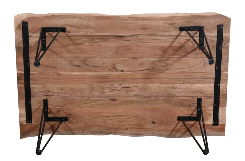 Table de salle à manger Miya de 60 po (L) en acacia et métal avec bordures Live Edge - naturelle