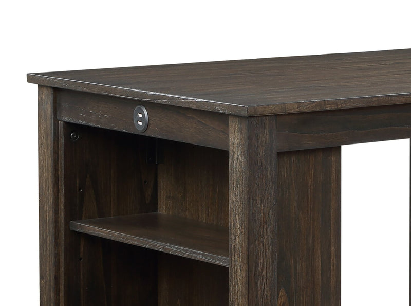 Ensemble de salle à manger Lane 3 pièces de hauteur comptoir avec table de 36,5 po (L), tablettes et port USB intégrées, et 2 chaises - brun