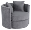 Fauteuil d’appoint pivotant Cuddler Petite de 36 po fabriqué au Canada en tissu de chenille - gris Plush Thunder