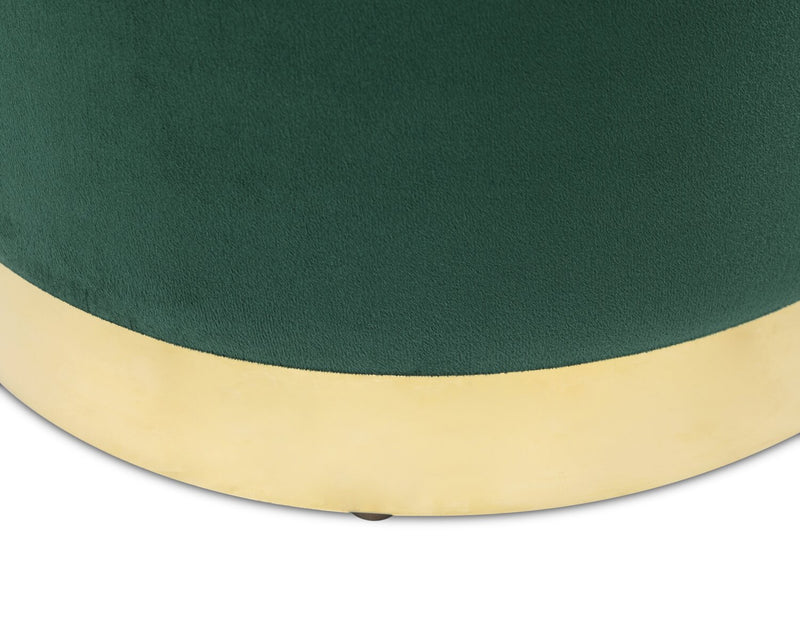Pouf de rangement Phebe de 16,5 po avec base à bordures dorées - vert