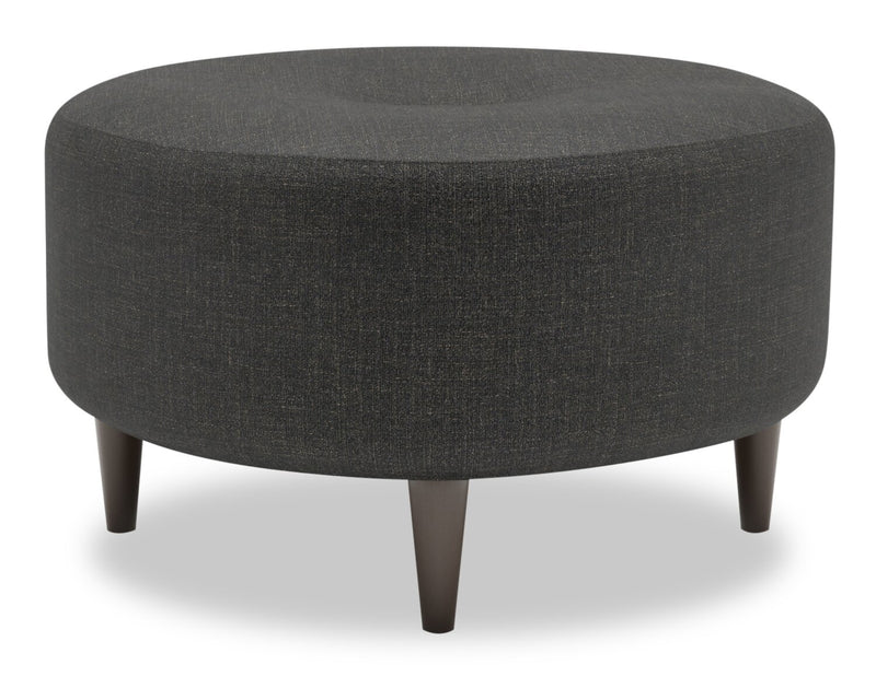 Pouf personnalisable The Curve de Sofa Lab de 31 po fabriqué au Canada en tissu d’apparence lin - gris Luna Kohl