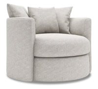  Fauteuil d’appoint pivotant Nest de Sofa Lab de 41 po fabriqué au Canada en tissu de chenille - argenté Luxury Silver 