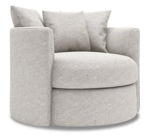 Fauteuil d’appoint pivotant Nest de Sofa Lab personnalisable de 41 po fabriqué au Canada en tissu de chenille - argenté Luxury Silver