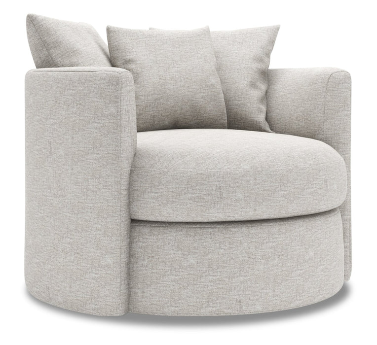 Fauteuil d’appoint pivotant Nest de Sofa Lab personnalisable de 41 po fabriqué au Canada en tissu de chenille - argenté Luxury Silver