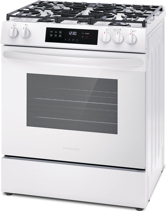 Cuisinière à gaz Frigidaire de 5,1 pi³ avec préchauffage rapide et surface de cuisson à 5 brûleurs - blanche - FCFG3062AW