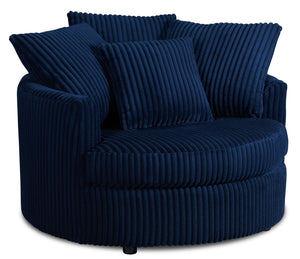 Fauteuil d’appoint Cuddler Grande de 48 po fabriqué au Canada en tissu de chenille - bleu Groove Midnight