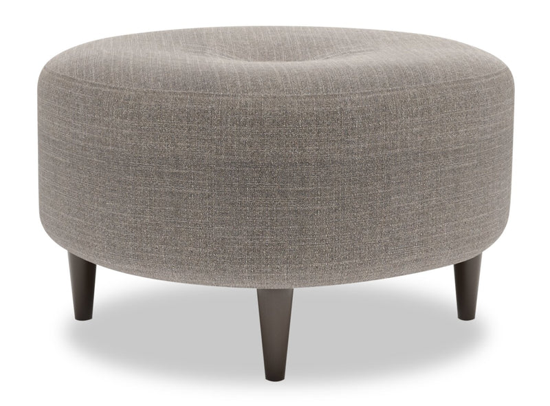 Pouf personnalisable The Curve de Sofa Lab de 31 po fabriqué au Canada en tissu d’apparence lin - gris Luna Smoke