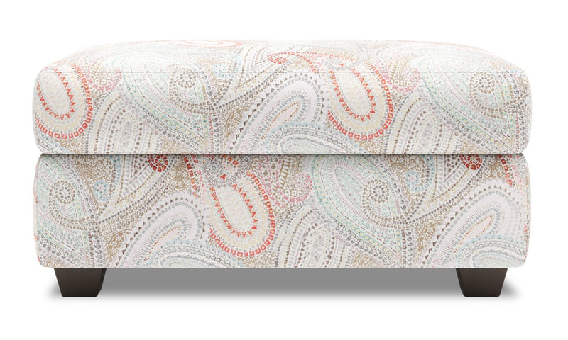 Pouf de rangement personnalisable The Trunk de Sofa Lab de 39 po fabriqué au Canada en tissu - Eden multicolore