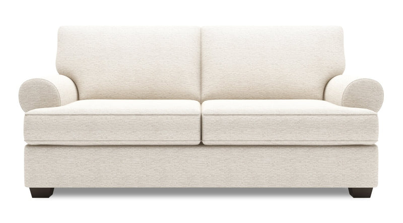 Sofa personnalisable Roll de Sofa Lab de 76 po de format condo fabriqué au Canada en tissu de chenille avec accoudoirs enroulés - beige Luxury Sand