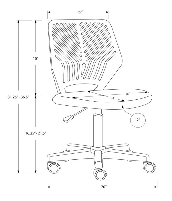 Chaise de bureau Luke de 20 po pour enfants - noire