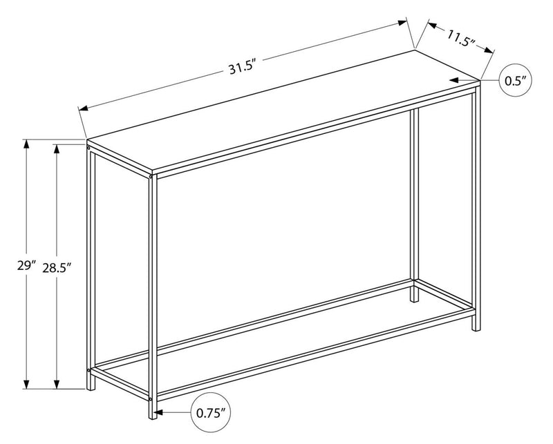 Table de salon moderne Alma de 31,5 po - grise avec armature en métal noir