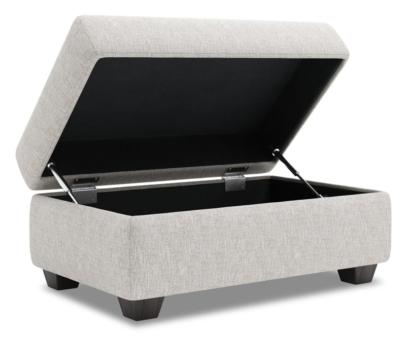 Pouf de rangement personnalisable The Trunk de Sofa Lab de 39 po fabriqué au Canada en tissu de chenille - argenté Luxury Silver