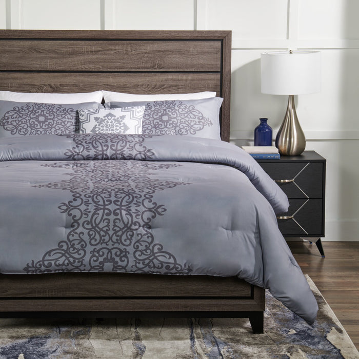 Ensemble d'édredon Arista 4 pièces pour lit double ou grand lit - gris