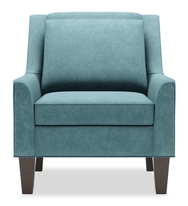 Fauteuil d’appoint club Sofa Lab personnalisable de 29 po fabriqué au Canada en tissu de velours avec pattes en bois - bleu Sea Blue