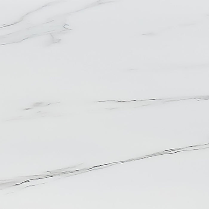 Table de bout ronde somptueuse Belle de 19,75 po - dessus en marbre blanc avec base en acier inoxydable