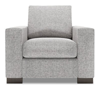  Fauteuil Track de Sofa Lab de 38 po fabriqué au Canada en tissu d’apparence lin avec accoudoirs rectilignes - gris Luna Domino 