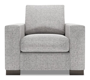 Fauteuil Track de Sofa Lab personnalisable de 38 po fabriqué au Canada en tissu d’apparence lin avec accoudoirs rectilignes - gris Luna Domino