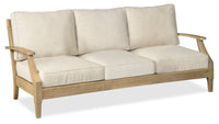  Sofa Juno pour la terrasse à l’extérieur - eucalyptus et tissu Nuvella, résistant aux rayons UV et aux intempéries - naturel et beige