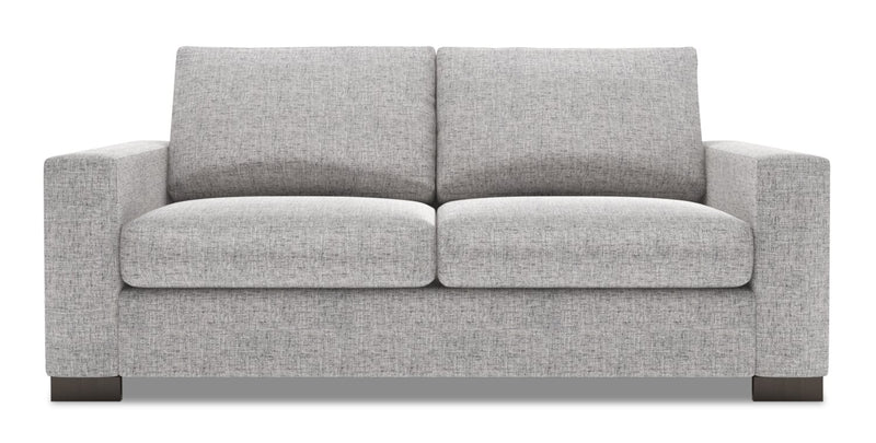 Sofa personnalisable Track de Sofa Lab de 75 po de format condo fabriqué au Canada en tissu d’apparence lin avec accoudoirs rectilignes - gris Luna Domino