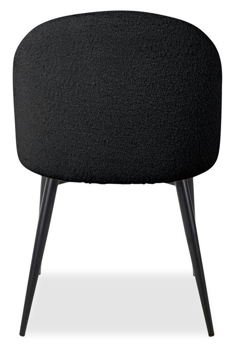 Chaise de salle à manger Bali en tissu bouclé et en métal - noire