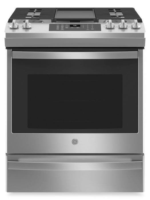 Cuisinière à gaz GE de 5,6 pi³ avec convection et friture à air - acier inoxydable - JCGS760SPSS