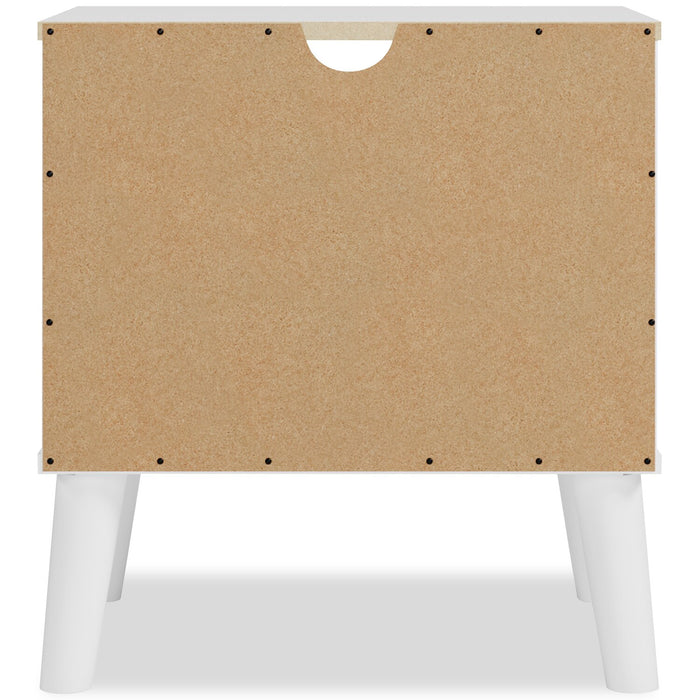 Table de nuit moderne du milieu du 20e siècle Wolf de 23,7 po (L) x 21,9 po (H) à 1 tiroir - deux teintes, blanc et naturel